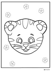 Daniel Tigers face with flowers coloring sheet