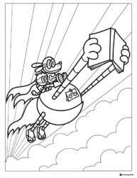 Dog Man and Cat Kid flying with book coloring page