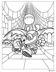 Dog Man and Cat Kid on bridge Dr. Seuss style coloring sheet