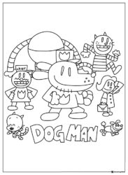 Dog Man and friends coloring page