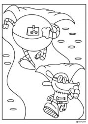 Dog Man and robot coloring page
