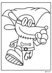 Dog Man superhero flying coloring sheet