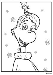 Dr. Seuss Character with Snowflakes Coloring Sheet