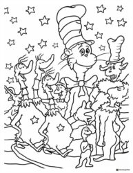 Dr. Seuss Characters with Stars Coloring Page