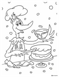Dr. Seuss Chef with Cake Coloring Page