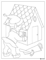 Elf Coloring Sheet Building a Small House