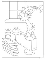 Elf Coloring Sheet Hammering a Toy