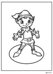 Elf Coloring Sheet Standing in a Circle