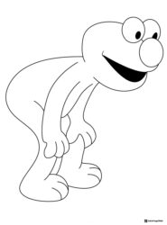Elmo Coloring Page bending over with hands on knees