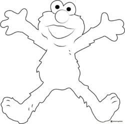 Elmo Coloring Page jumping with arms and legs spread