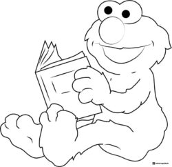 Elmo Coloring Page sitting and reading a book
