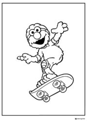 Elmo Coloring Page skateboarding with protective gear
