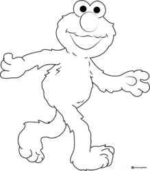Elmo Coloring Page walking with arms wide open