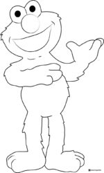 Elmo Coloring Page with arms crossed and one hand open
