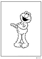 Elmo Coloring Page with open arms looking happy