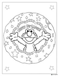 Elmo Happy Birthday Coloring Page with stars