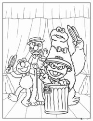 Elmo and Friends Coloring Page performing on stage
