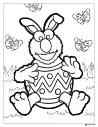 Elmo as Easter bunny on egg coloring page