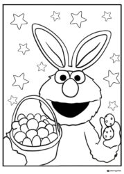 Elmo as Easter bunny with eggs coloring page