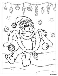 Elmo decorating for Christmas coloring page