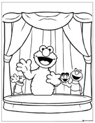Elmo friends on stage coloring page