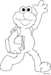 Elmo going to school coloring page