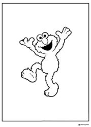 Elmo happily dancing coloring page