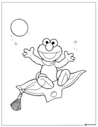 Elmo on a magic carpet coloring page