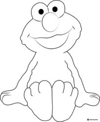 Elmo sitting and smiling coloring page