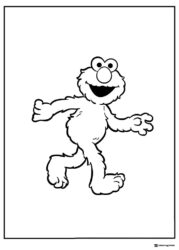 Elmo walking and smiling coloring page
