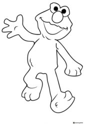 Elmo walking and waving coloring page