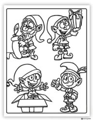 Four Elves Coloring Sheet One in a Box