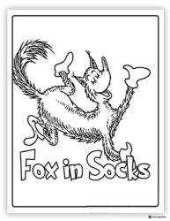 Fox in Socks coloring page with fox wearing socks
