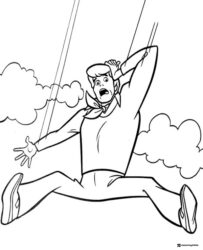 Fred Jones jumping in the air coloring page