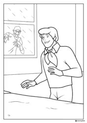 Fred and vampire in window coloring sheet