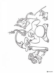 Furious Five and Po Kung Fu Panda Coloring Sheet