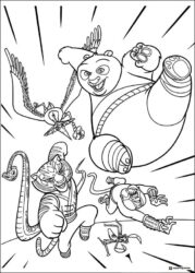 Furious Five and Po in battle Coloring Page