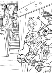 Furious Five and Po watching Coloring Page