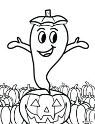 Ghost Coming out of Pumpkin Coloring Page