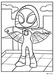 Ghost Spider Flying Over City Coloring Page