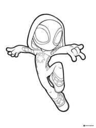 Ghost Spider Jumping Pose Coloring Page