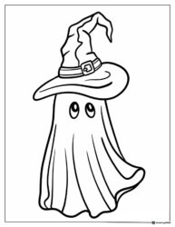 Ghost Wearing Witch Hat Coloring Page