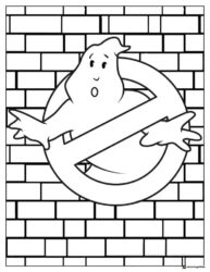 Ghostbusters Logo Coloring Page on Brick Wall