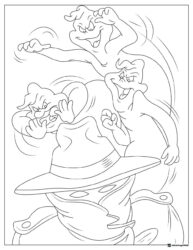 Ghostly Trio Coloring Page Fighting Over a Hat