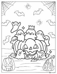 Ghosts and pumpkin Halloween coloring page