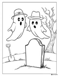 Ghosts in Hats by Gravestone Coloring Page