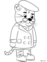 Grandpere Tiger wearing hat and coat coloring page