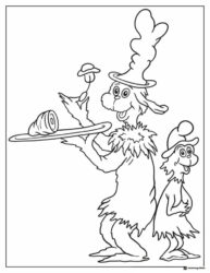Green Eggs and Ham coloring page with two characters