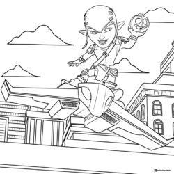 Green Goblin Flying Over City Coloring Page