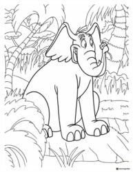 Horton the Elephant in Jungle Coloring Sheet